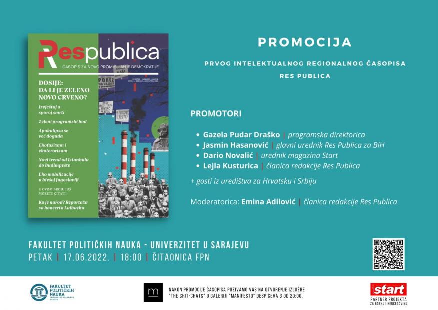 Promocija prvog broja intelektualnog regionalnog časopisa za novo promišljanje demokratije "Res Publica"