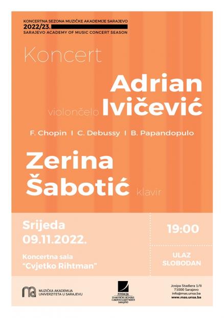 Violončelist Adrian Ivičević na Muzičkoj akademiji UNSA