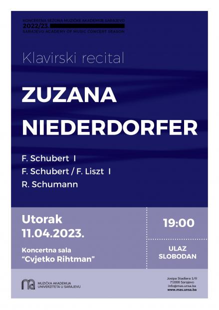 Recital pijanistice Zuzane Niederdorfer pod okriljem Koncertne sezone MAS