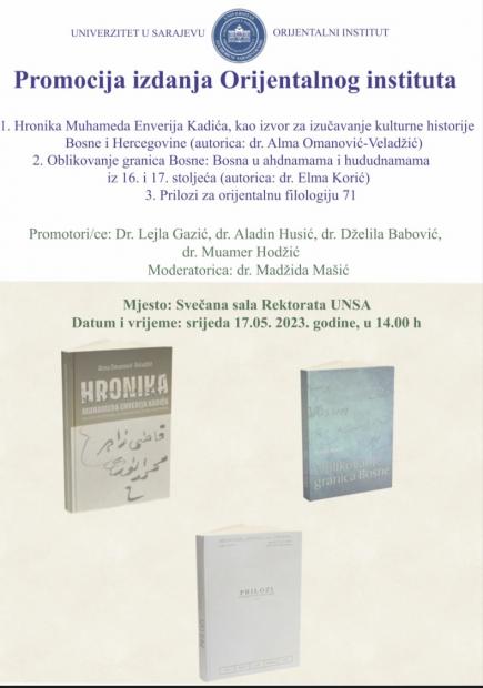 Promocija knjiga iz edicije Posebna izdanja Orijentalnog instituta Univerziteta u Sarajevu