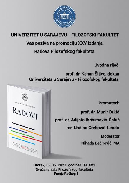 Promocija 25. Izdanja časopisa Radovi Filozofskog Fakulteta U Sarajevu ...