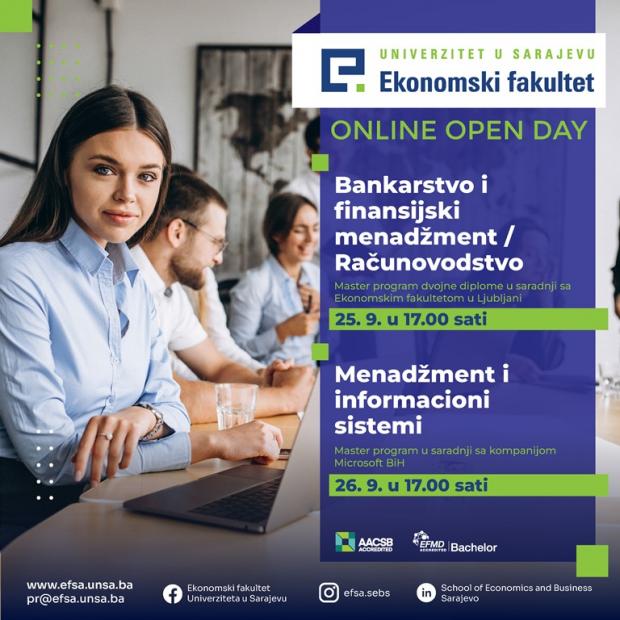 Online open day za međunarodne master programe na Ekonomskom fakultetu UNSA