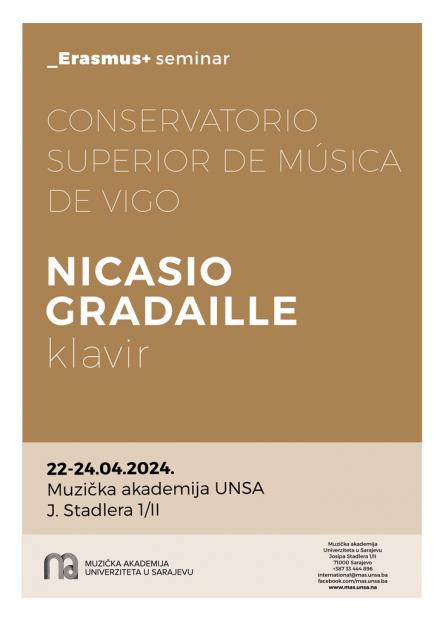 Profesor Nicasio Gradaille sa Conservatorio Superior de Música de Vigo na Muzičkoj akademiji UNSA 
