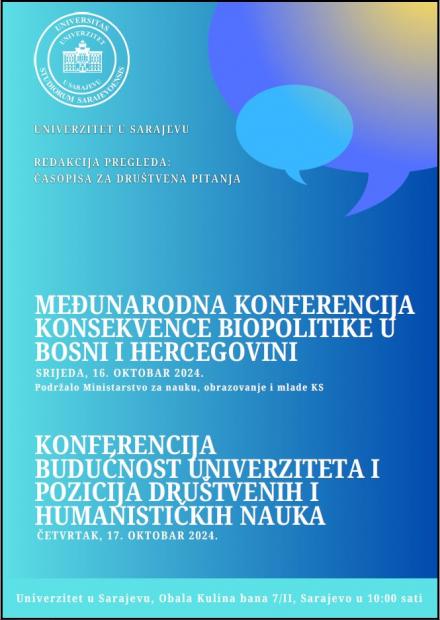 NAJAVA | Univerzitet u Sarajevu i redakcija Pregleda organiziraju dvije konferencije