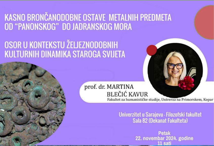 Filozofski fakultet UNSA | Gostujuće predavanje prof. dr. Martine Blečić-Kavur