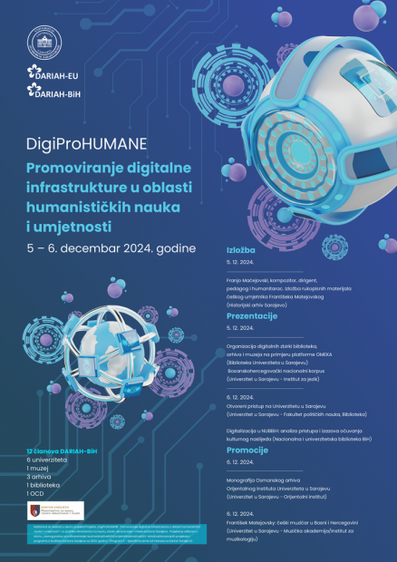 DARIAH – BiH: Univerzitet u Sarajevu organizira događaj promoviranja digitalne infrastrukture u oblasti humanističkih nauka i umjetnosti