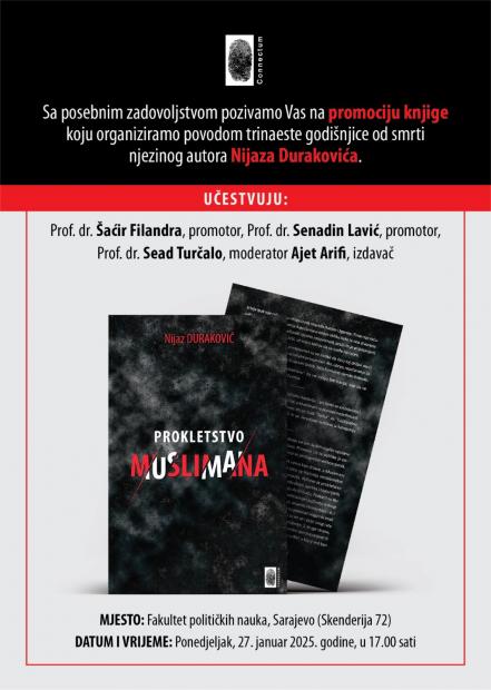 Promociju knjige “Prokletstvo muslimana”, prof. dr. Nijaza Durakovića 