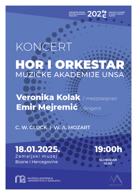 Muzička akademija UNSA i Zemaljski muzej BiH najavljuju koncert Hora i Orkestra MAS 