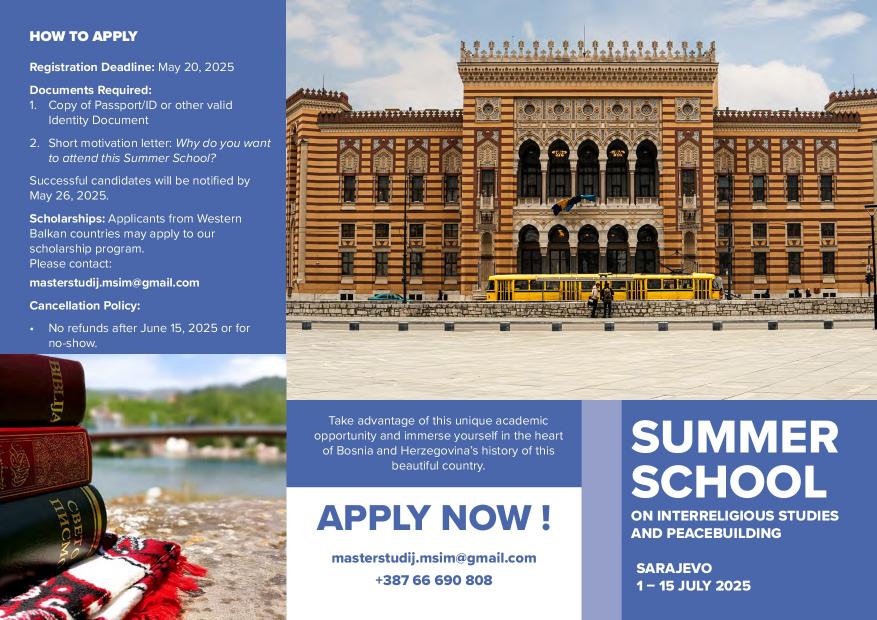 PRIJAVE | Ljetna škola međureligijskih studija i izgradnje mira