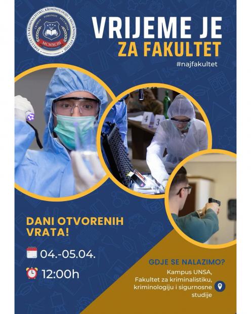 Dani otvorenih vrata na Fakultetu za kriminalistiku, kriminologiju i sigurnosne studije UNSA