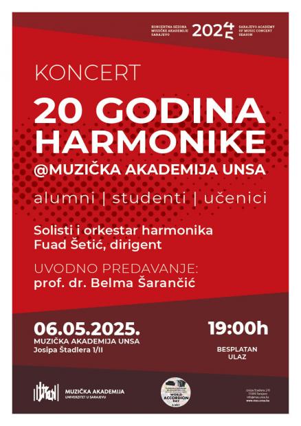 Koncert: 20 godina harmonike na Muzičkoj akademiji UNSA