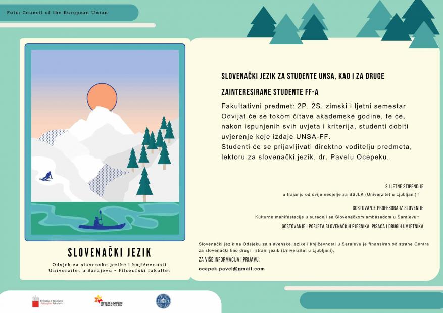 Obavijest o mogućnostima učenja slovenačkog jezika u okviru Lektorata za slovenački jezik u akademskoj 2025/2026.