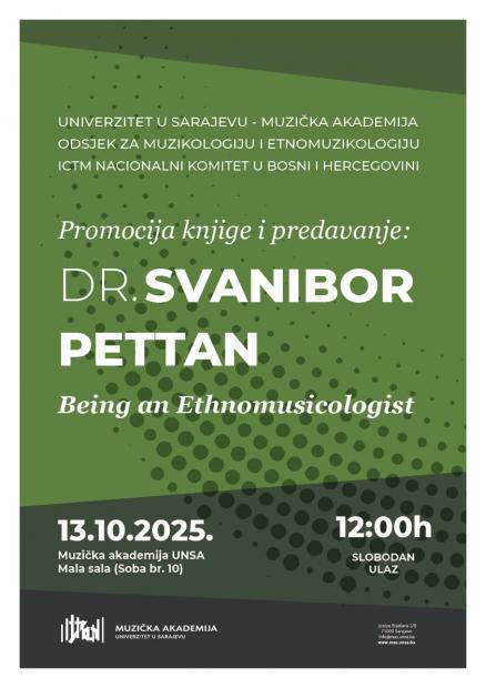Promocija knjige "Being An Ethnomusicologist" prof. dr. Svanibora Pettana na Muzičkoj akademiji UNSA