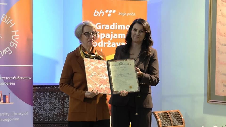 Katedri za informacijske nauke Filozofskog fakulteta UNSA dodijeljena zahvalnica Nacionalne i univerzitetske biblioteke Bosne i Hercegovine