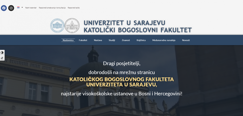 Nova mrežna stranica Katoličkog bogoslovnog fakulteta (KBF) Univerziteta u Sarajevu