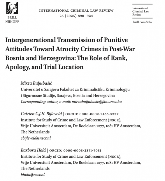 Dr. Mirza Buljubašić i saradnici objavili istraživanje o međugeneracijskim kaznenim stavovima