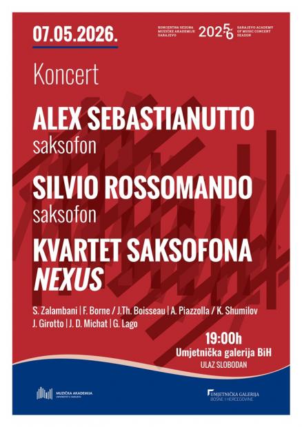 Posjeta delegacije Konzervatorija “P. I. Tchaikovsky" Nocera Terinese (Italija) i majstorska radionica za saksofon