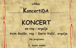 Profesori Asim Gadžo, rog/horna i Dario Vučić, orgulje održali koncert kamerne muzike u u sklopu ciklusa KoncertiDA