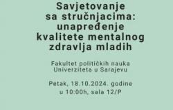 NAJAVA | Međunarodna naučna konferencija “Savjetovanje sa stručnjacima: unapređenje kvalitete mentalnog zdravlja mladih” povodom obilježavanja Svjetskog dana mentalnog zdravlja