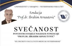 Veterinarski fakultet UNSA | Svečanost povodom dodjele nagrade fondacije "Prof. dr. Ibrahim Arnautović" u akademskoj 2024/2025. godini