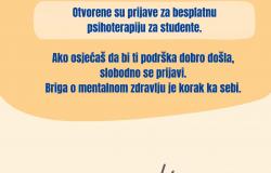 Besplatna psihoterapija i psihološko savjetovanje za studente Univerziteta u Sarajevu