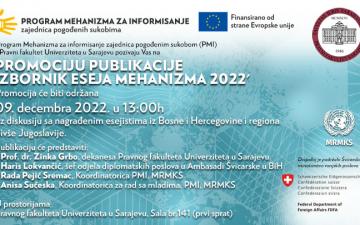 Poziv na promociju i predstavljanje publikacije “Zbornik eseja Mehanizma 2022”