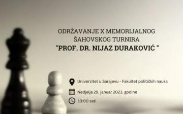 Održavanje X memorijalnog šahovskog turnira „Prof. dr. Nijaz Duraković“ na Fakultetu političkih nauka UNSA