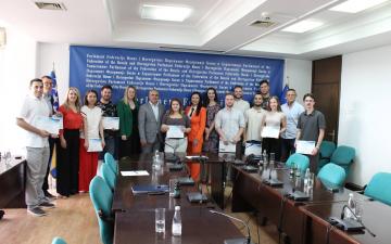 The House of Representatives of the Parliament of the Federation of Bosnia and Herzegovina ceremoniously awarded certificates of successfully completed student internships to 15 students of the Faculty of Political Sciences, UNSA