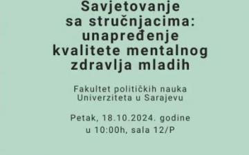 NAJAVA | Međunarodna naučna konferencija “Savjetovanje sa stručnjacima: unapređenje kvalitete mentalnog zdravlja mladih” povodom obilježavanja Svjetskog dana mentalnog zdravlja