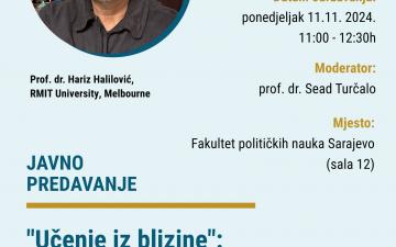 Poziv | Javno predavanje prof. dr. Hariza Halilovića "Učenje iz blizine': transformativni potencijal iskustvenog i refleksivnog učenja kroz studijska putovanja"