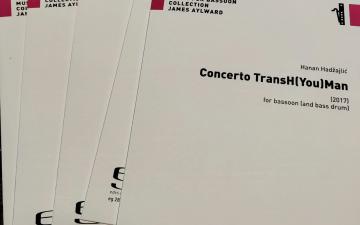 Partitura djela "Concerto TransH(You)Man" kompozitorice Hanan Hadžajlić objavljena u izdanju njemačke izdavačke kuće Edition Gravis