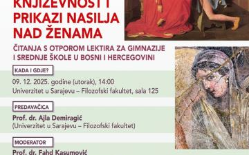 Obavijest o javnom predavanju i edukativnoj radionici na Filozofskom fakultetu UNSA