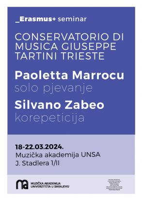 Profesori Paoletta Marrocu i Silvano Zabeo sa Conservatorio di Musica "Giuseppe Tartini" iz Trsta na MAS UNSA